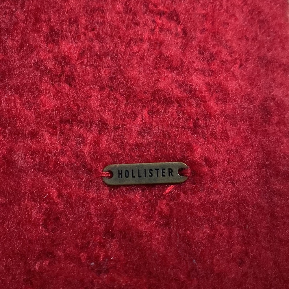 Hollister Plaid Blanket Scarf NWOT Red Multi Plaid with Long Fringe One Size - Picture 9 of 9